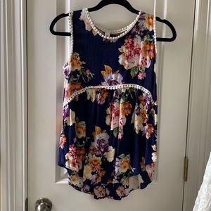 Floral Blue Tank